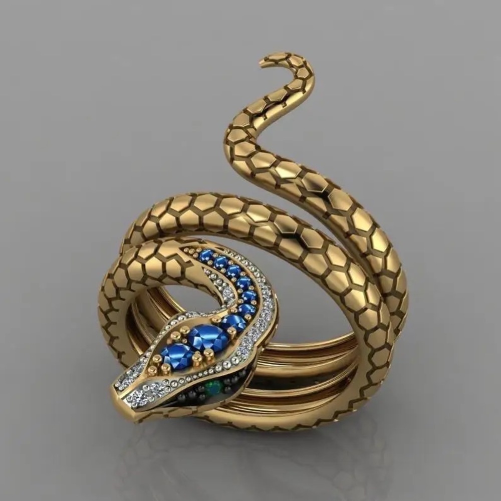 New Unisex Yellow Gold Plated Sapphire Ring